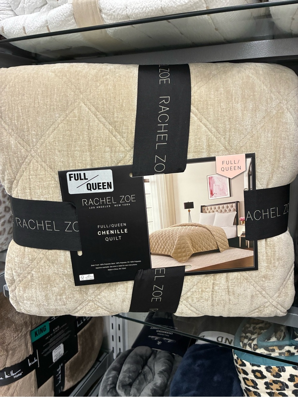 Rachel Zoe Beige Chenille Quilt - Full/Queen